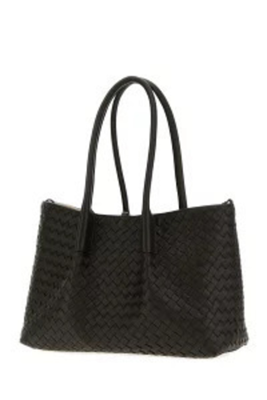 Bottega Veneta Pinacoteca Leather Handbag Reversible Bag Shopping Tote Black